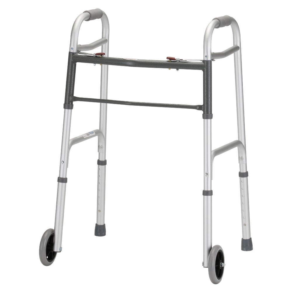 Silver Folding Walker with wheels